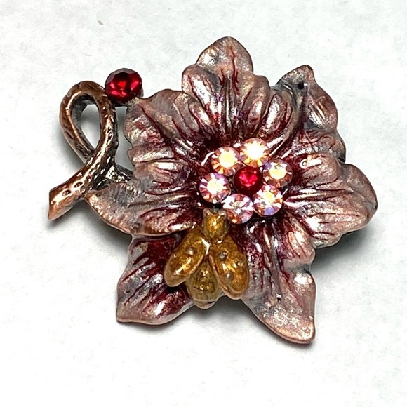 Flower Bee Rhinestones Metal Brooch Pin Jewelry